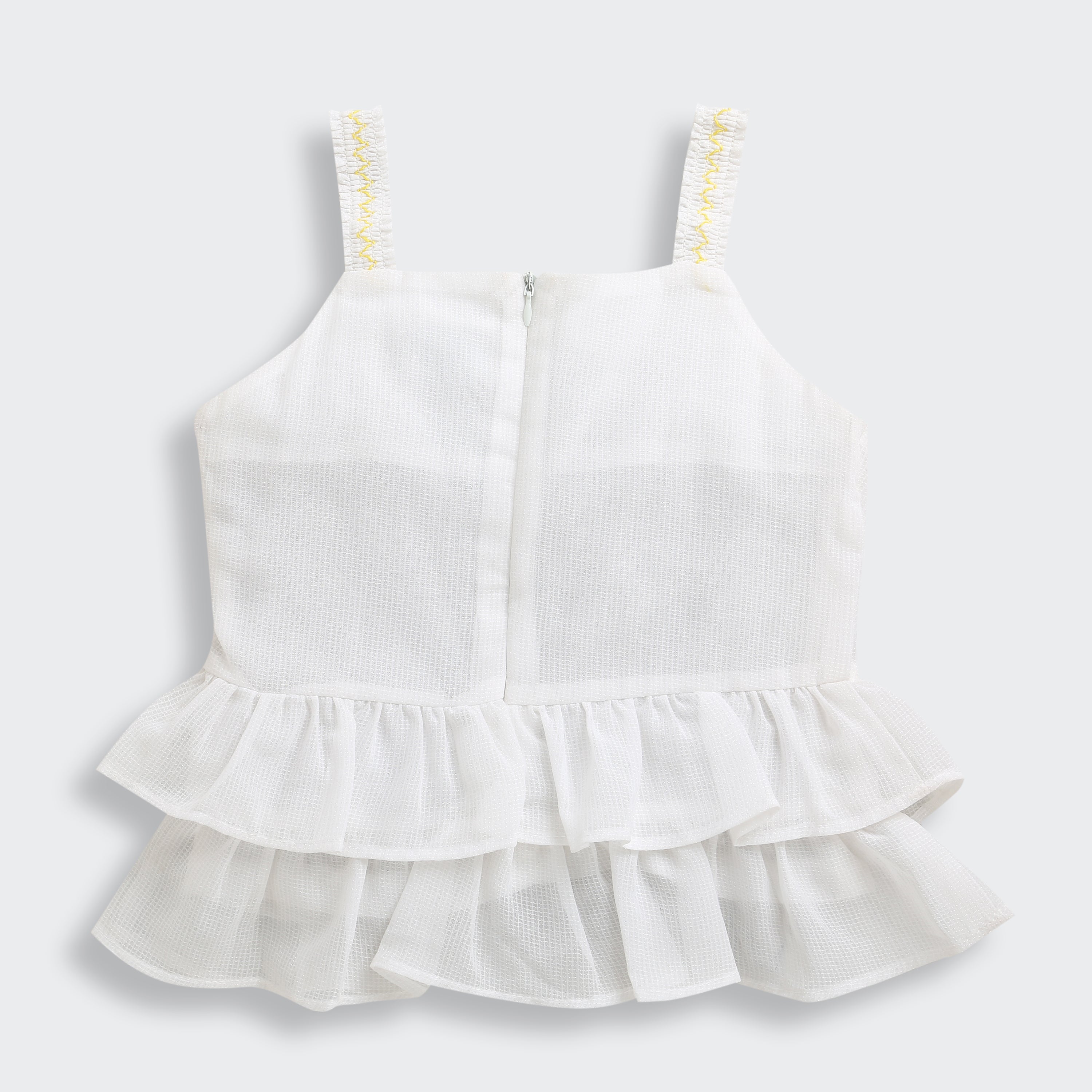 Girls White Casual Sleeveless Top and Shorts Set