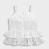 Girls White Casual Sleeveless Top and Shorts Set