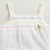 Girls White Casual Sleeveless Top and Shorts Set