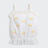 Girls White Casual Sleeveless Top and Short Set