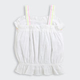 Girls White Casual Sleeveless Top and Short Set