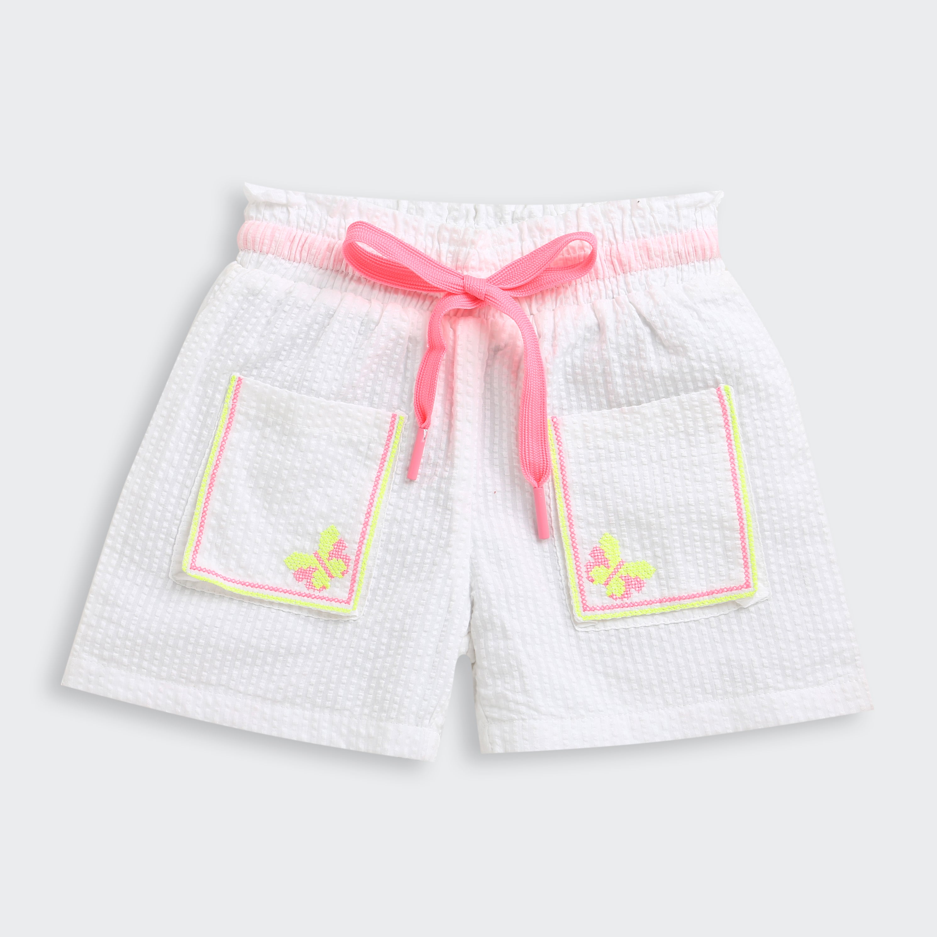 Girls White Casual Sleeveless Top and Short Set