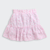 Girls Pink Casual Half Sleeves Top and Skirt Set