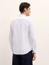 Men's White Casual Slim Fit Solid Full Sleeves Shirt