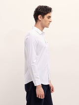 Men's White Casual Slim Fit Solid Full Sleeves Shirt