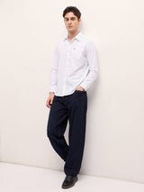 Men's White Casual Slim Fit Solid Full Sleeves Shirt
