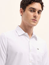 Men's White Casual Slim Fit Solid Full Sleeves Shirt