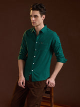 Men's Casual Slim Fit Solid Full Sleeves Shirt