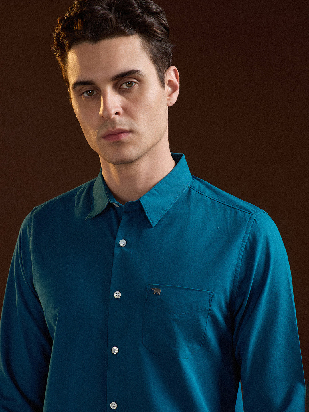 Men's Casual Slim Fit Solid Full Sleeves Shirt