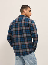 Men's Blue Casual Regular Fit Checked Full Sleeves Shirt