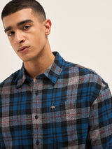 Men's Blue Casual Regular Fit Checked Full Sleeves Shirt