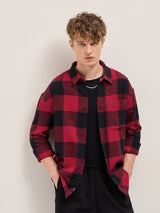Men's Red Casual Regular Fit Checked Full Sleeves Shirt