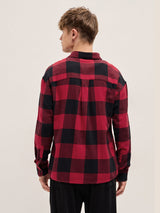 Men's Red Casual Regular Fit Checked Full Sleeves Shirt
