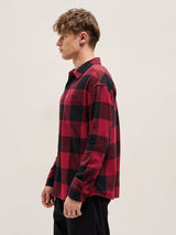 Men's Red Casual Regular Fit Checked Full Sleeves Shirt
