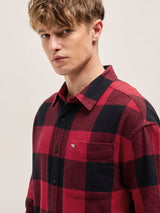 Men's Red Casual Regular Fit Checked Full Sleeves Shirt