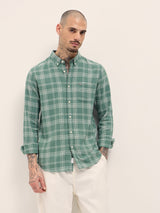 Men's Green Casual Slim Fit Checked Full Sleeves Shirt