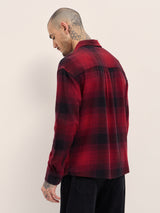 Men's Red Casual Regular Fit Checked Full Sleeves Shirt