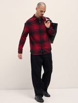 Men's Red Casual Regular Fit Checked Full Sleeves Shirt