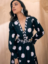 Women's Black Casual Printed Fit & Flared Full Sleeves Dress