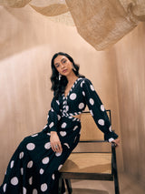 Women's Black Casual Printed Fit & Flared Full Sleeves Dress