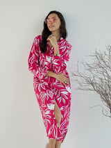 Women's Pink Casual Printed Regular Fit Full Sleeves Dress