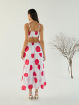 Women's White Casual Printed Fit & Flared Sleeveless Dress