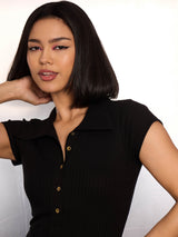 Women's Black Casual Solid Regular Fit Half Sleeves Dress