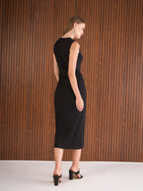Women's Black Casual Solid Regular Fit Sleeveless Dress