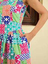 Women's Multicolor Casual Printed Fit & Flared Sleeveless Dress