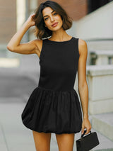 Women's Black Casual Solid Slim Fit Sleeveless Dress