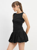 Women's Black Casual Solid Slim Fit Sleeveless Dress