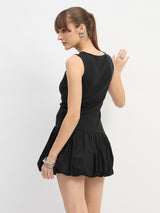 Women's Black Casual Solid Slim Fit Sleeveless Dress