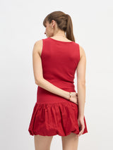 Women's Red Casual Solid Slim Fit Sleeveless Dress