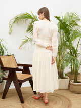 Women's White Casual Solid Fit & Flared Full Sleeves Dress