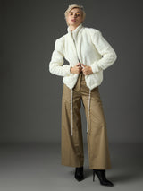 Women's White Casual Regular Fit Solid Full Sleeves Jacket