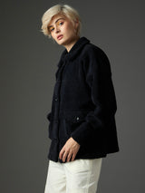 Women's Black Casual Regular Fit Solid Full Sleeves Jacket