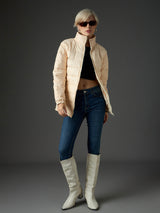 Women's Peach Casual Regular Fit Solid Full Sleeves Jacket