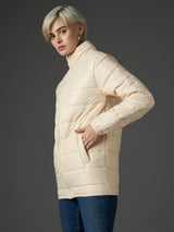 Women's Peach Casual Regular Fit Solid Full Sleeves Jacket