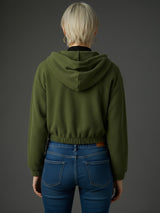 Women's Olive Casual Regular Fit Solid Full Sleeves Hoodie