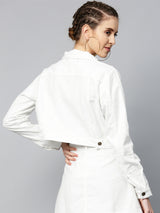 Women's White Casual Regular Fit Solid Full Sleeves Jacket