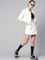 Women's White Casual Regular Fit Solid Full Sleeves Jacket