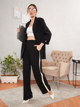 Women's Black Casual Regular Fit Solid Full Sleeves Blazer