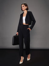 Women's Black Casual Regular Fit Solid Full Sleeves Blazer