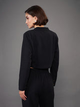 Women's Black Casual Regular Fit Solid Full Sleeves Blazer