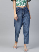Women's Blue Casual Tapered Fit Jeans
