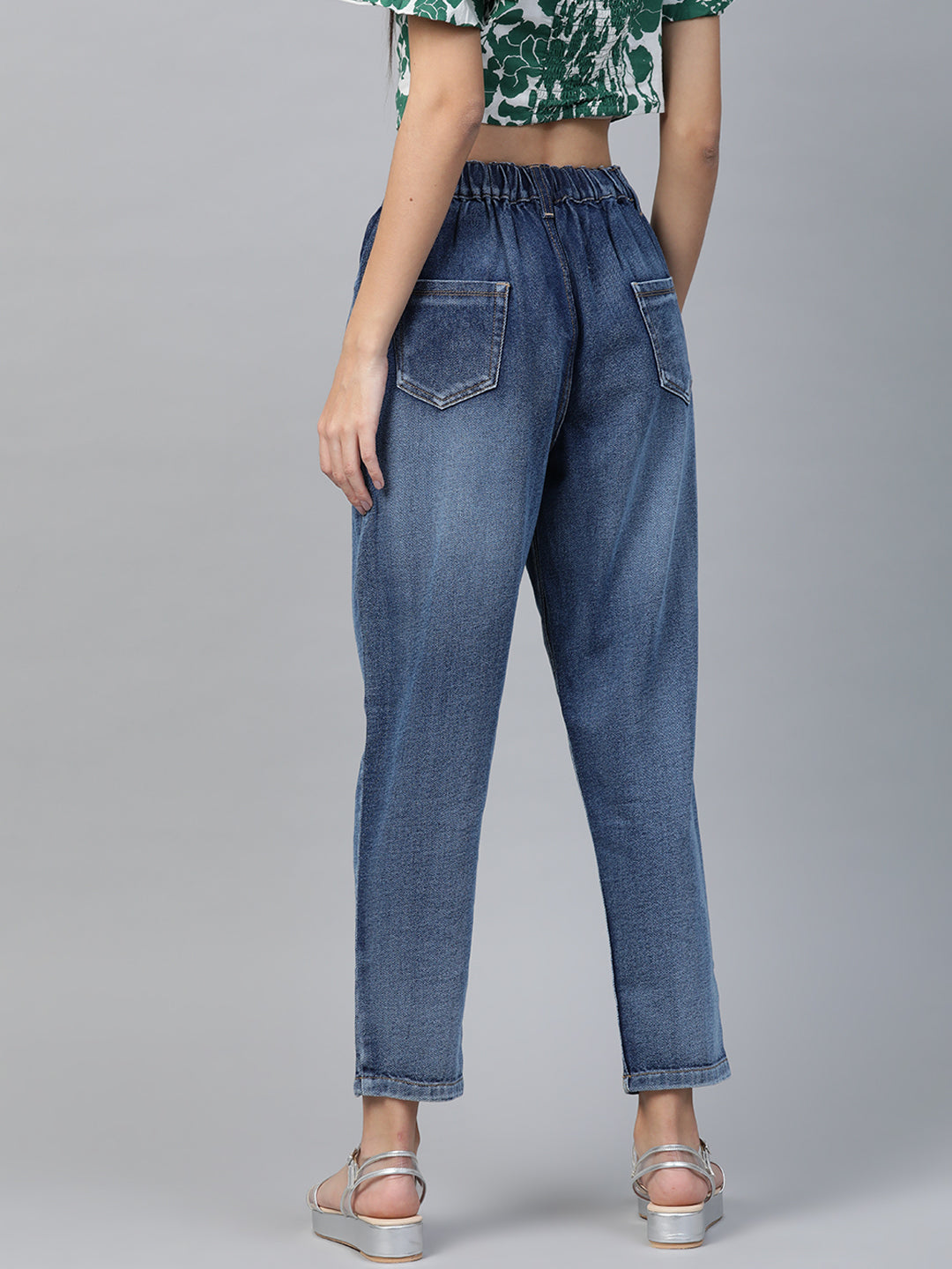 Women's Blue Casual Tapered Fit Jeans