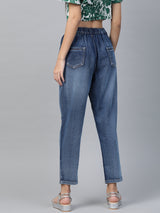 Women's Blue Casual Tapered Fit Jeans