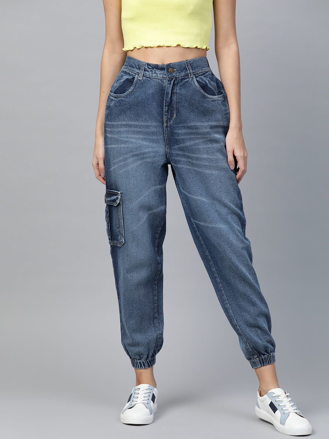 Women's Blue Casual Tapered Fit Jeans