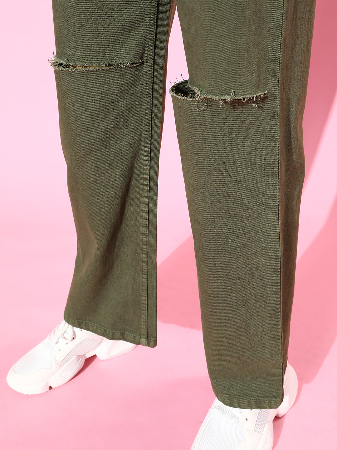 Women's Olive Casual Regular Fit Jeans