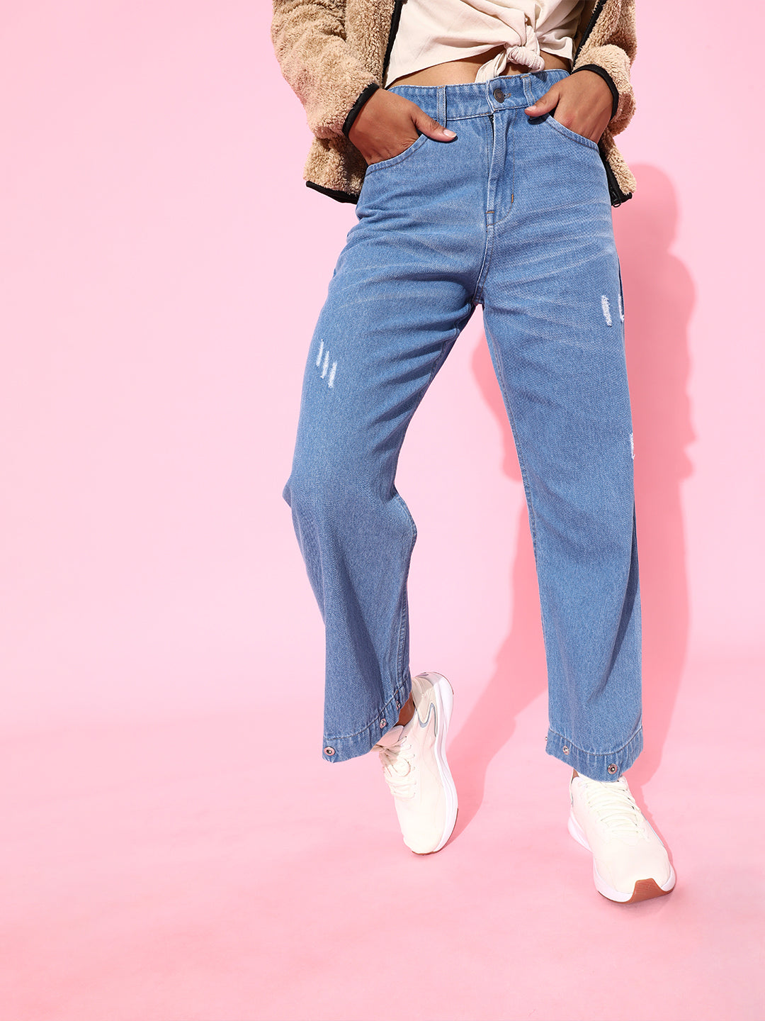 Women's Blue Casual Straight Fit Jeans